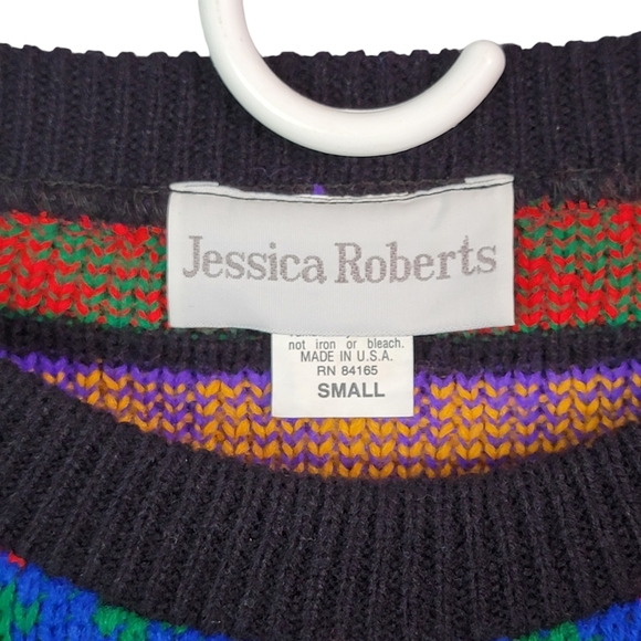 Jessica Robert's Vintage Ski Sweater Cosby Coogi Vibes Knit Geometric Sweater S - Picture 9 of 10